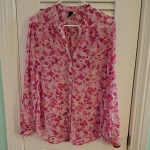 Kut from the Kloth Beautiful Pink Floral Jasmine Blouse